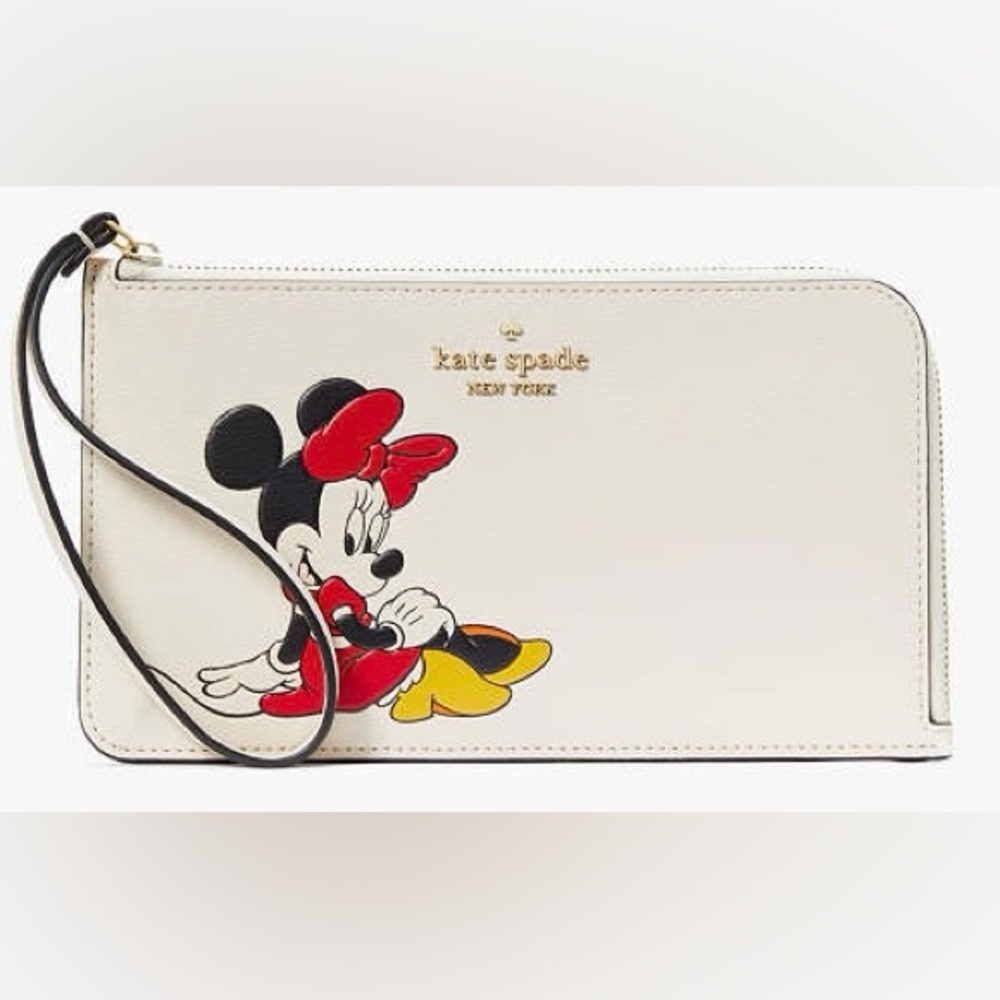 Disney Kate Spade New York Minnie Mouse Medium L-Zip Wristlet, NWT.